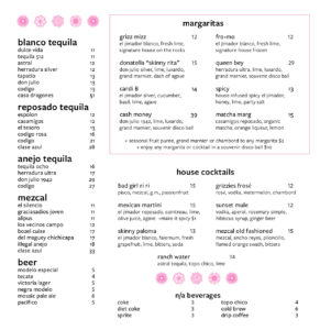 Grizzeldas Cocktail Menu | Austin, TX